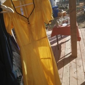 Vintage yellow polka dot dress